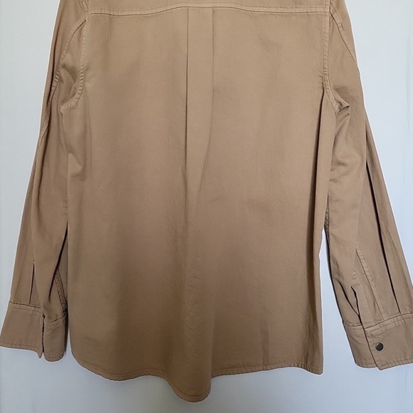Vince Women's Twill Cotton Button Up Relaxed Shirt in Camel - Picture 6 of 9